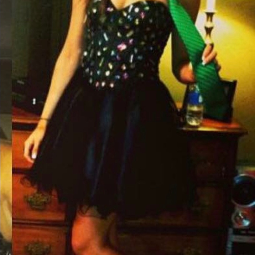 Short black formal dress prom